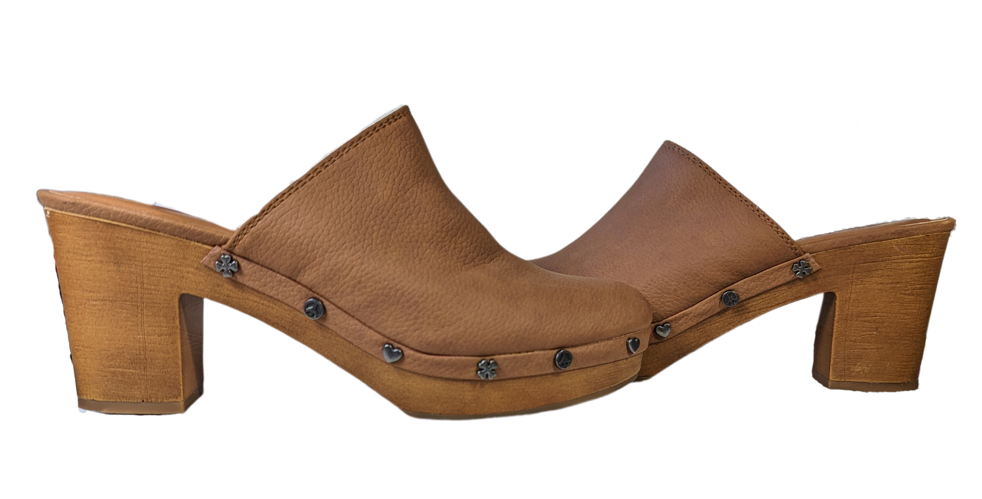 Lucky Brand Platform ClogsWhat a cute pair of clogs!  The detailing of the studs, with different designs on each one, is so stylish.  These work with jeans or skirts, or whatever you want to