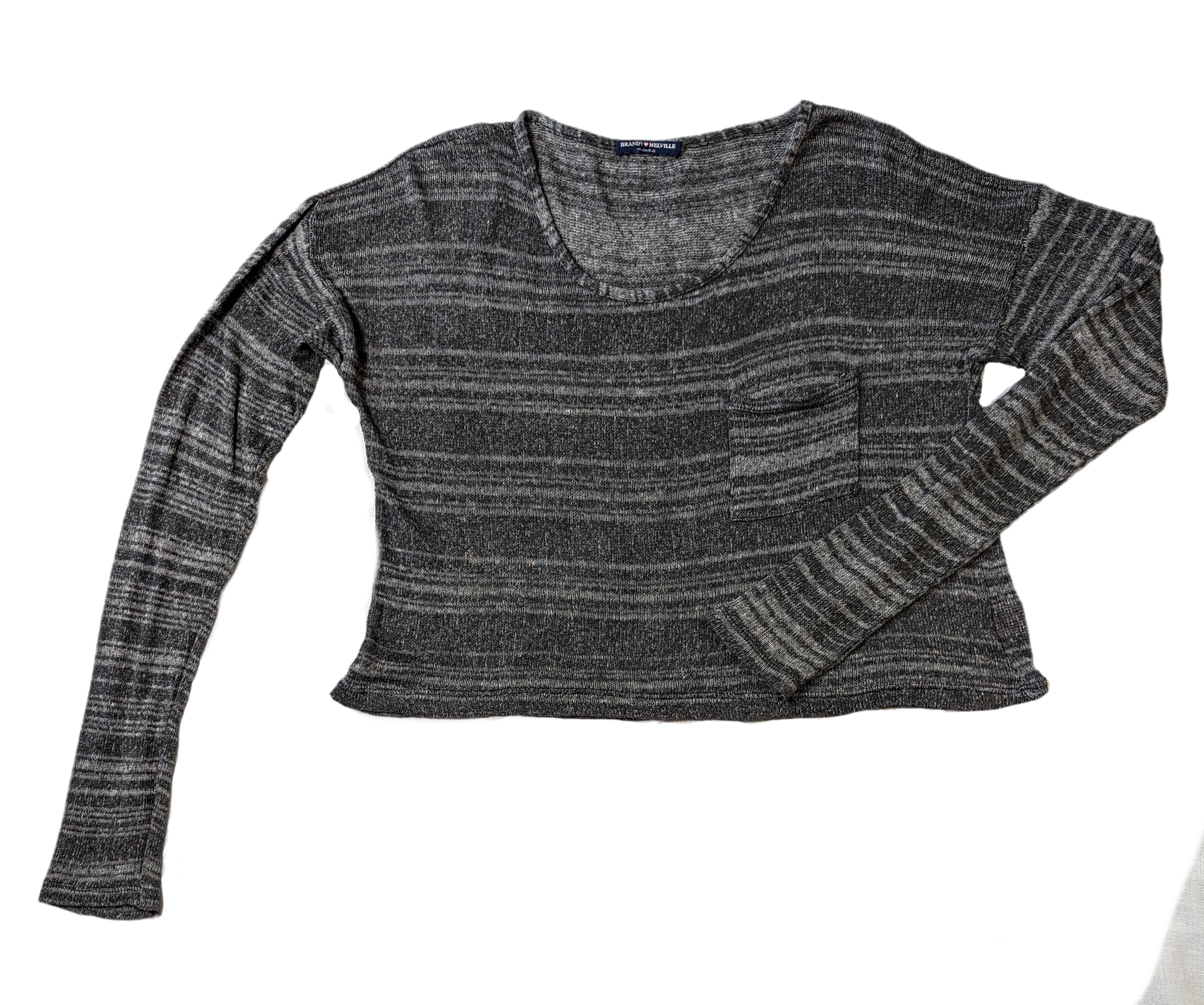 Brandy Melville Gray Striped Sweater Soft and comfy, and fashionable too!  This little sweater does it all!