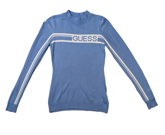 Guess Mock Neck Logo Sweater Great Styling and cozy too!  You can't go wrong when you warm up with this soft sweater!