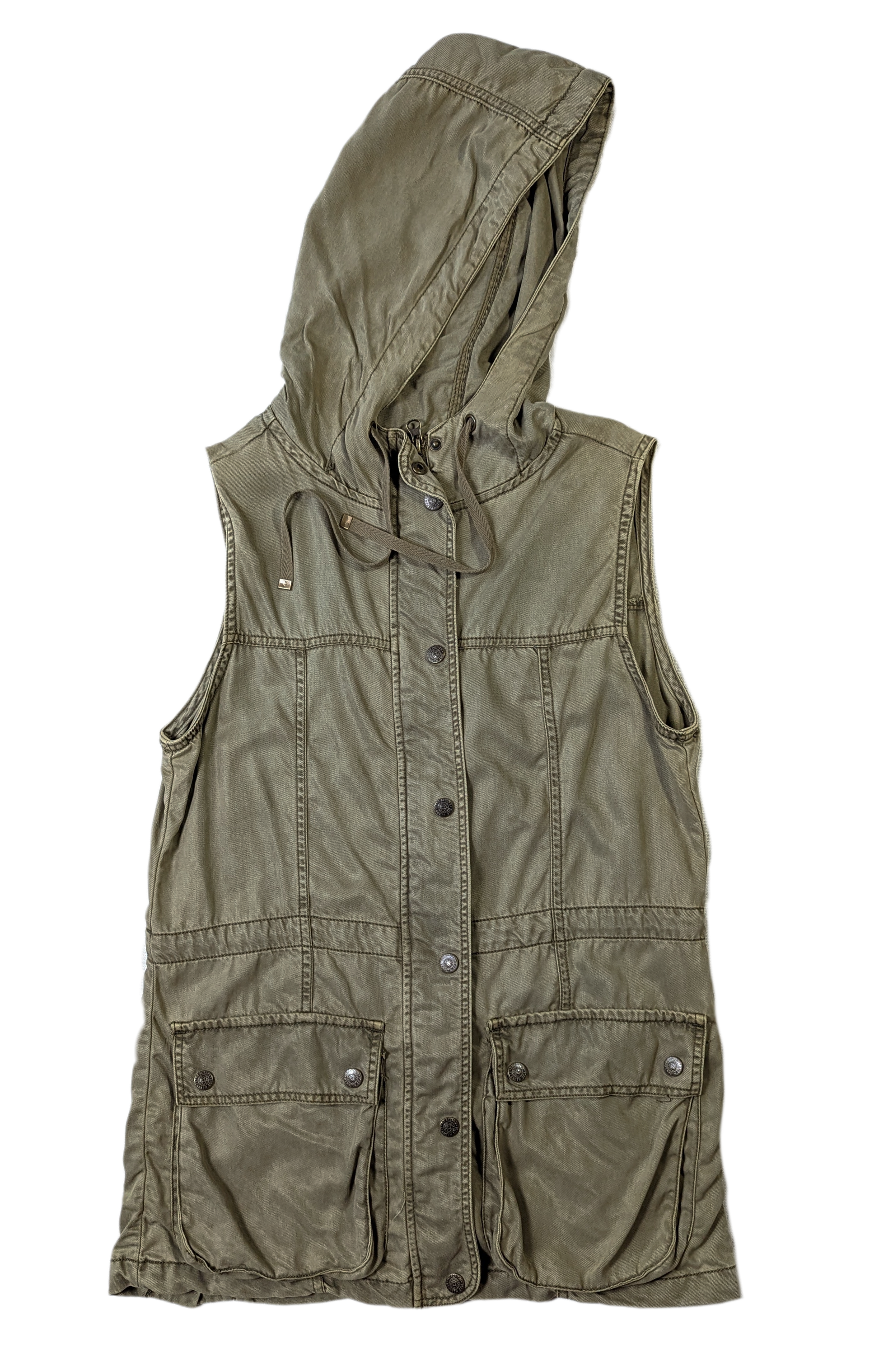 Kenneth Cole Reaction Utility VestYou will have a place for everything with this great vest from Kenneth Cole.  It has lots of pockets and a zip-up, snap front and a hood!  It also has a drawstring w