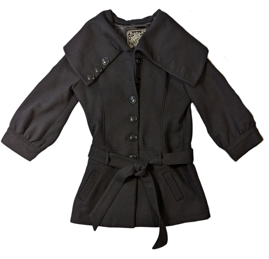 Guess Puffy Sleeve Shawl Collar Black Wool Jacket Size Large  Stay chic and cozy with the Guess Puffy Sleeve Shawl Collar Black Wool Jacket. Featuring a stylish shaw