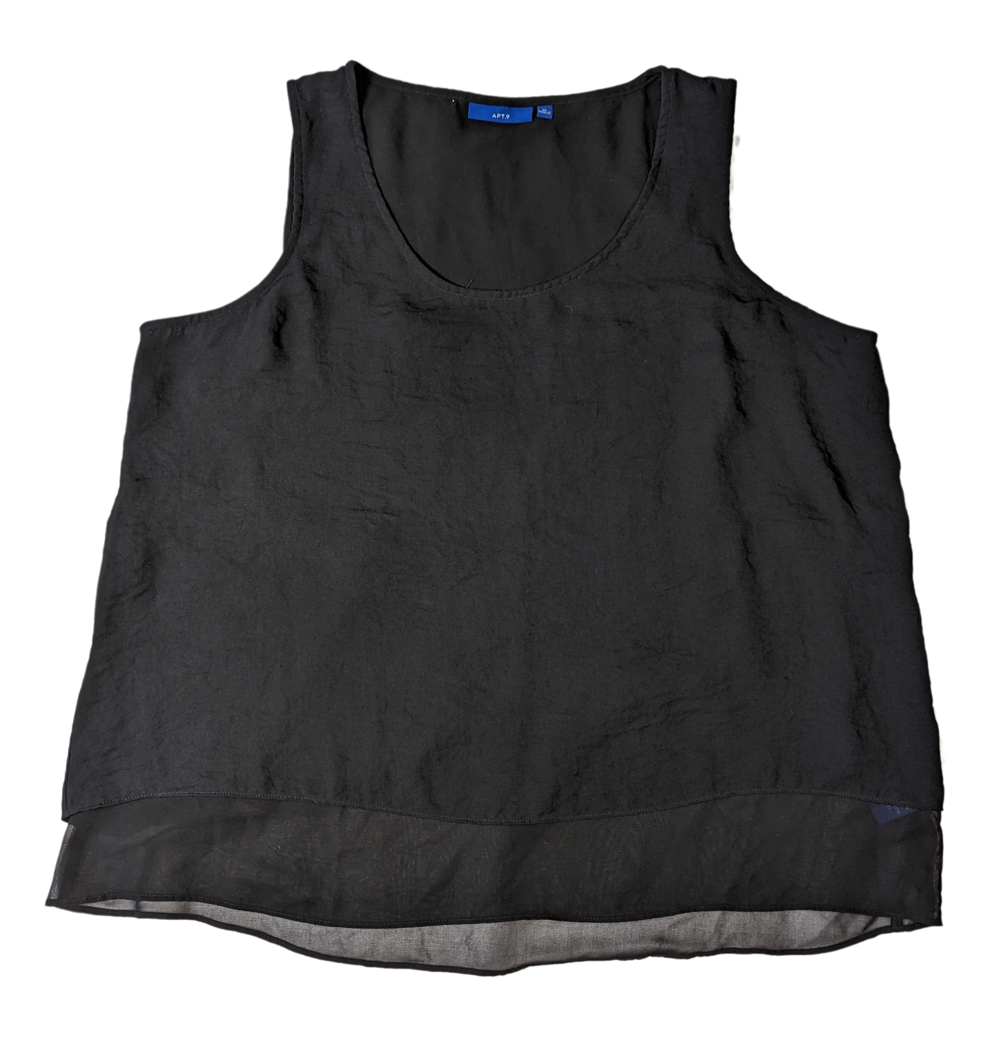 Apt. 9 Layered Black Shell This shell makes a great staple for your wardrobe.  You can wear it alone if weather permits, or throw a blazer or cardigan over it for cooler weather.  The black is