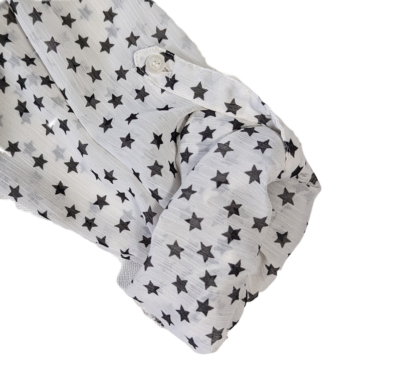 XXI Sheer Star Print BlouseThis is a great blouse to add a little interest in your outfit.  The star print is so fun!  You can wear it with jeans and sneakers, or dress it up with a black skir