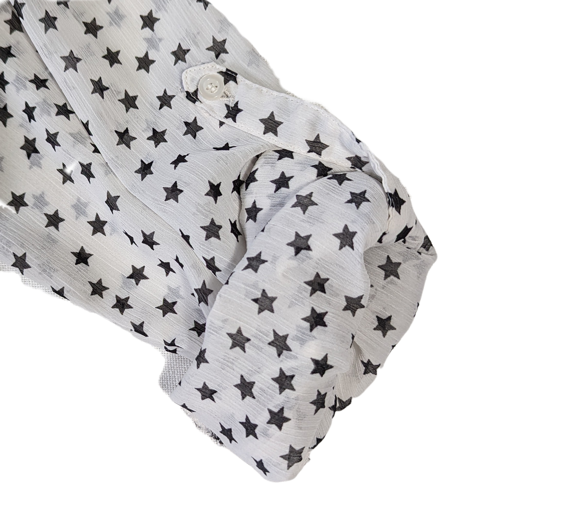 XXI Sheer Star Print BlouseThis is a great blouse to add a little interest in your outfit.  The star print is so fun!  You can wear it with jeans and sneakers, or dress it up with a black skir