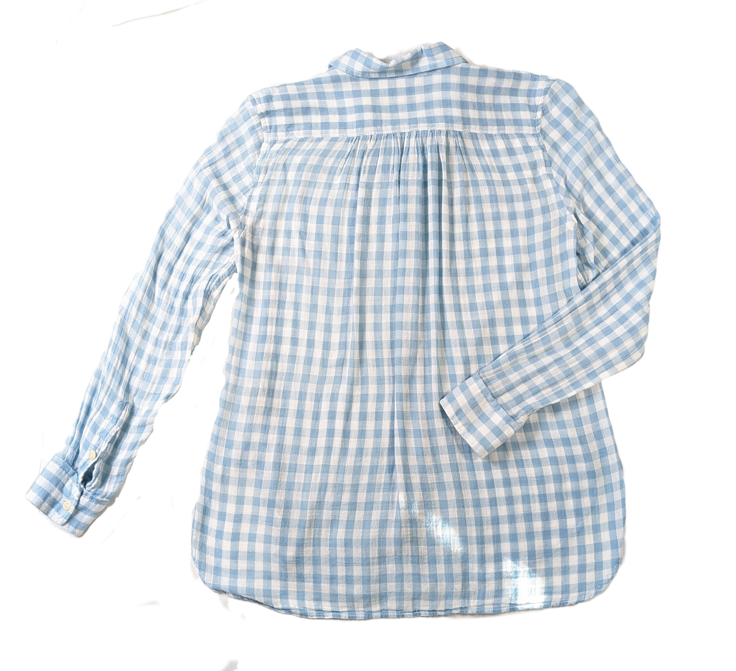 Denim & Supply Light Blue and White BlouseThis Denim & Supply light blue and white plaid blouse is made from 100% cotton fabric and is lightweight and gauzy. This stylish piece is perfect for the upcomin