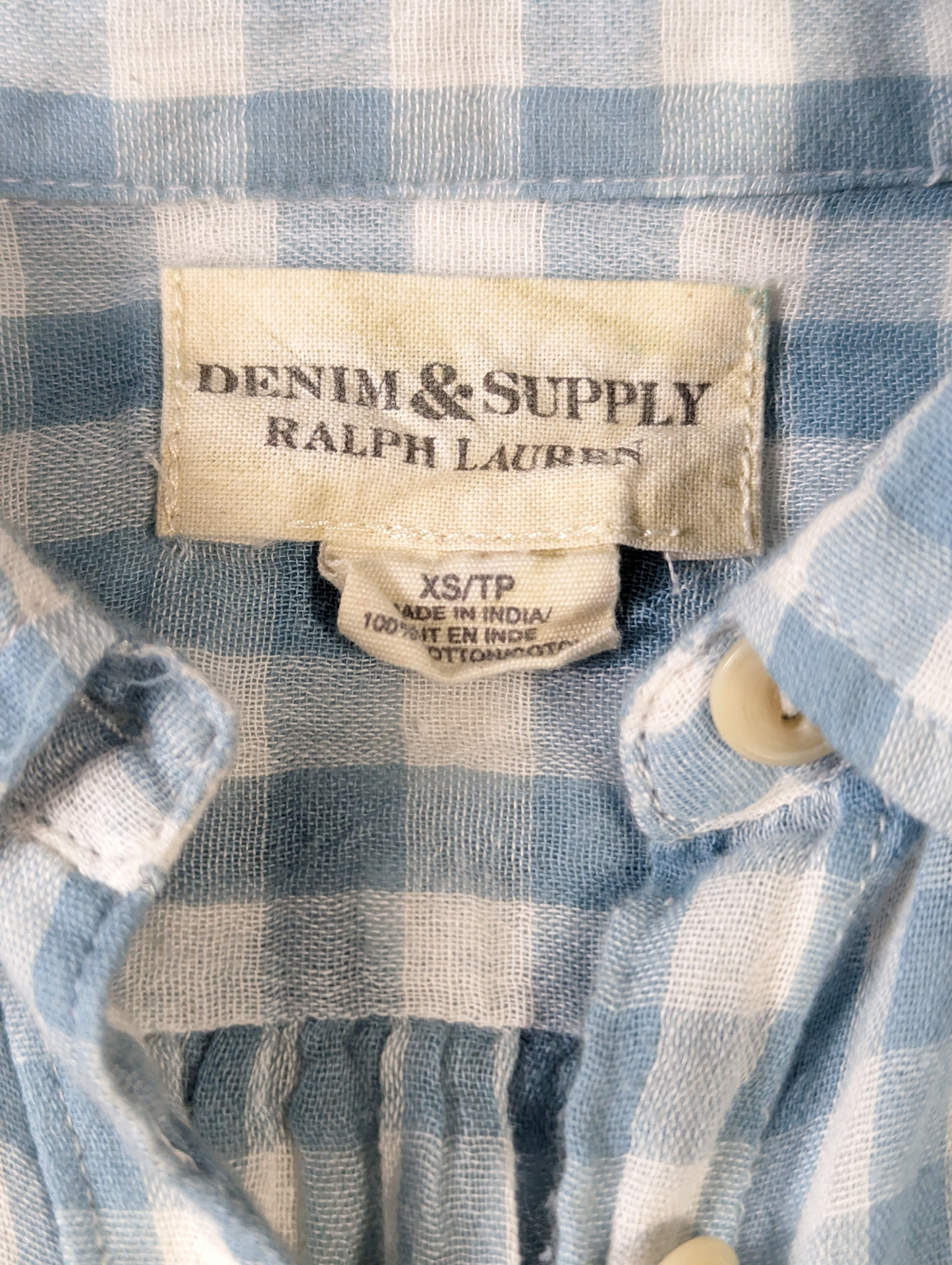 Denim & Supply Light Blue and White BlouseThis Denim & Supply light blue and white plaid blouse is made from 100% cotton fabric and is lightweight and gauzy. This stylish piece is perfect for the upcomin