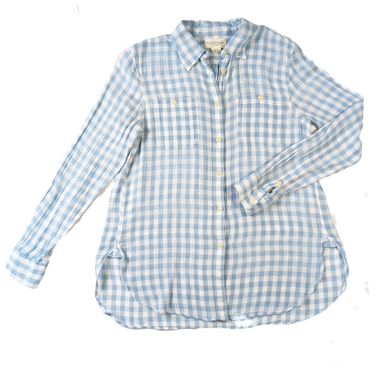 Denim & Supply Light Blue and White BlouseThis Denim & Supply light blue and white plaid blouse is made from 100% cotton fabric and is lightweight and gauzy. This stylish piece is perfect for the upcomin