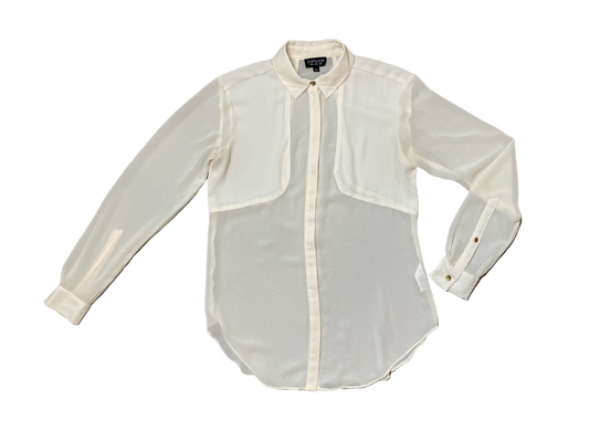 Topshop Sheer Cream Blouse Topshop cream long sleeve sheer blouse with front and back panels.