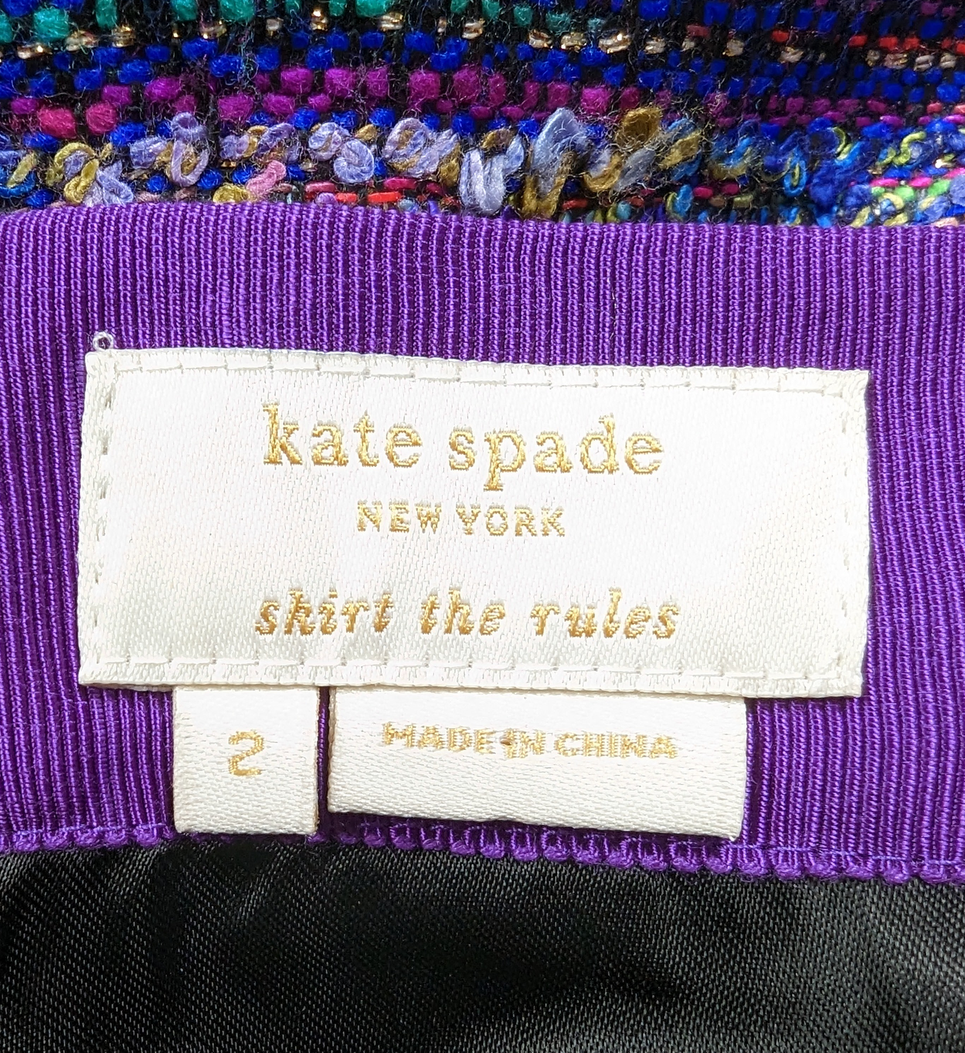 Kate Spade Purple Tweed Skirt features a contemporary tweed boucle design. It has a metallic thread running throughout the pattern, grosgrain waistband, hidden SkirtsKate Spade Purple Tweed SkirtKate Spade Purple Tweed Skirt