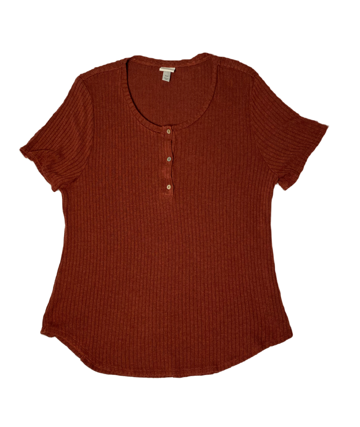 A New Day Rust Short Sleeve Ribbed T-Shirt A New Day rust short sleeve ribbed with buttons at neck t-shirt.