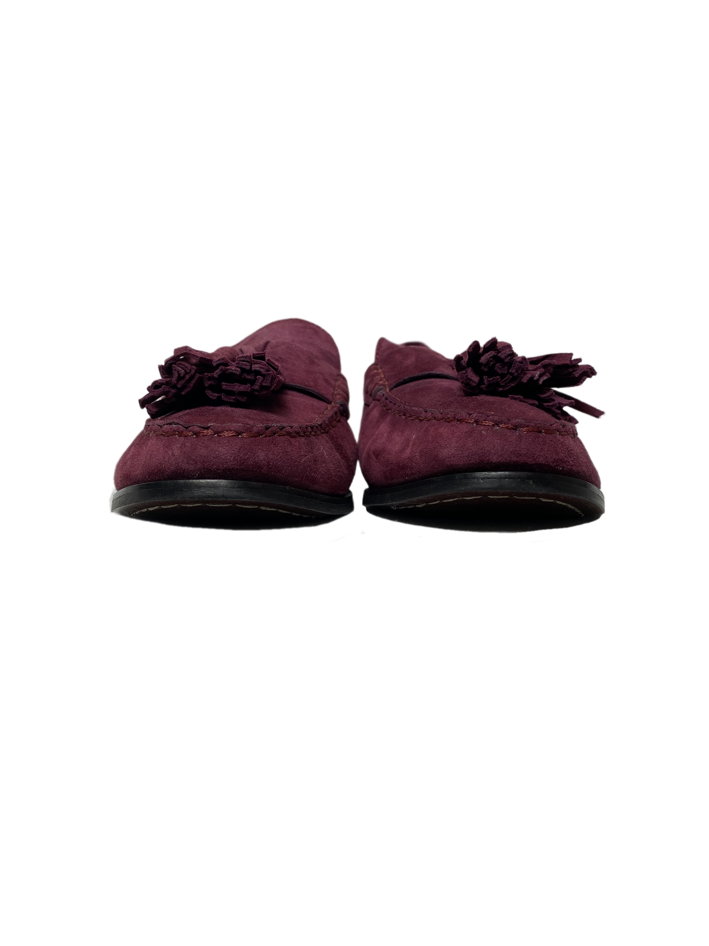Cole Haan Plum Faux Suede Slip-On Tassel LoafersOn trend plum faux suede tassel loafers. So cute and easy to wear.
Wear these to work with black slacks, and on the go with jeans.