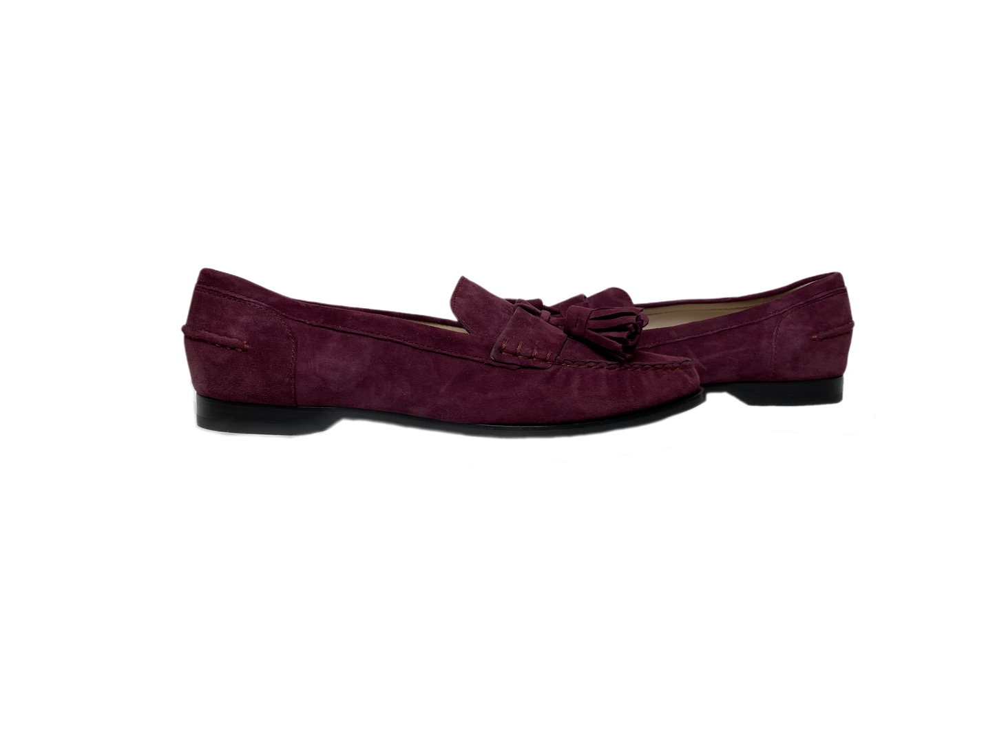 Cole Haan Plum Faux Suede Slip-On Tassel LoafersOn trend plum faux suede tassel loafers. So cute and easy to wear.
Wear these to work with black slacks, and on the go with jeans.