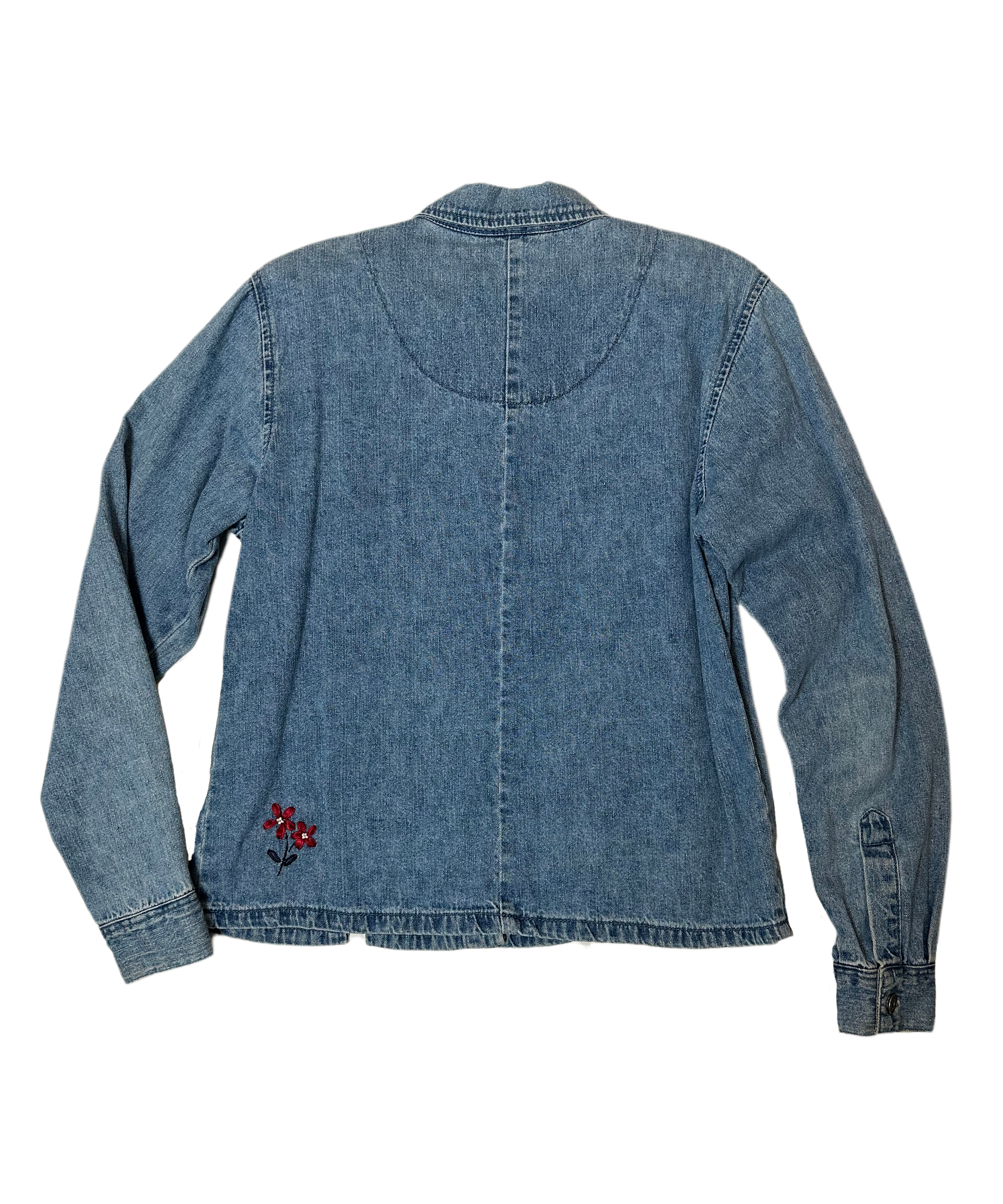 Christopher & Banks Denim Shirt with Floral Embroidery Such delicate details on this denim shirt make it a unique item for any wardrobe!