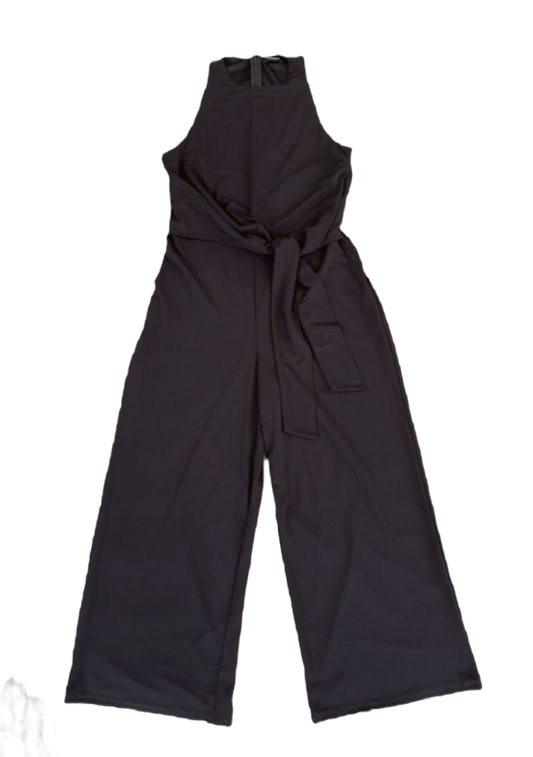 Express Black jersey sleeveless jumpsuit with tie at waist - NWT capti