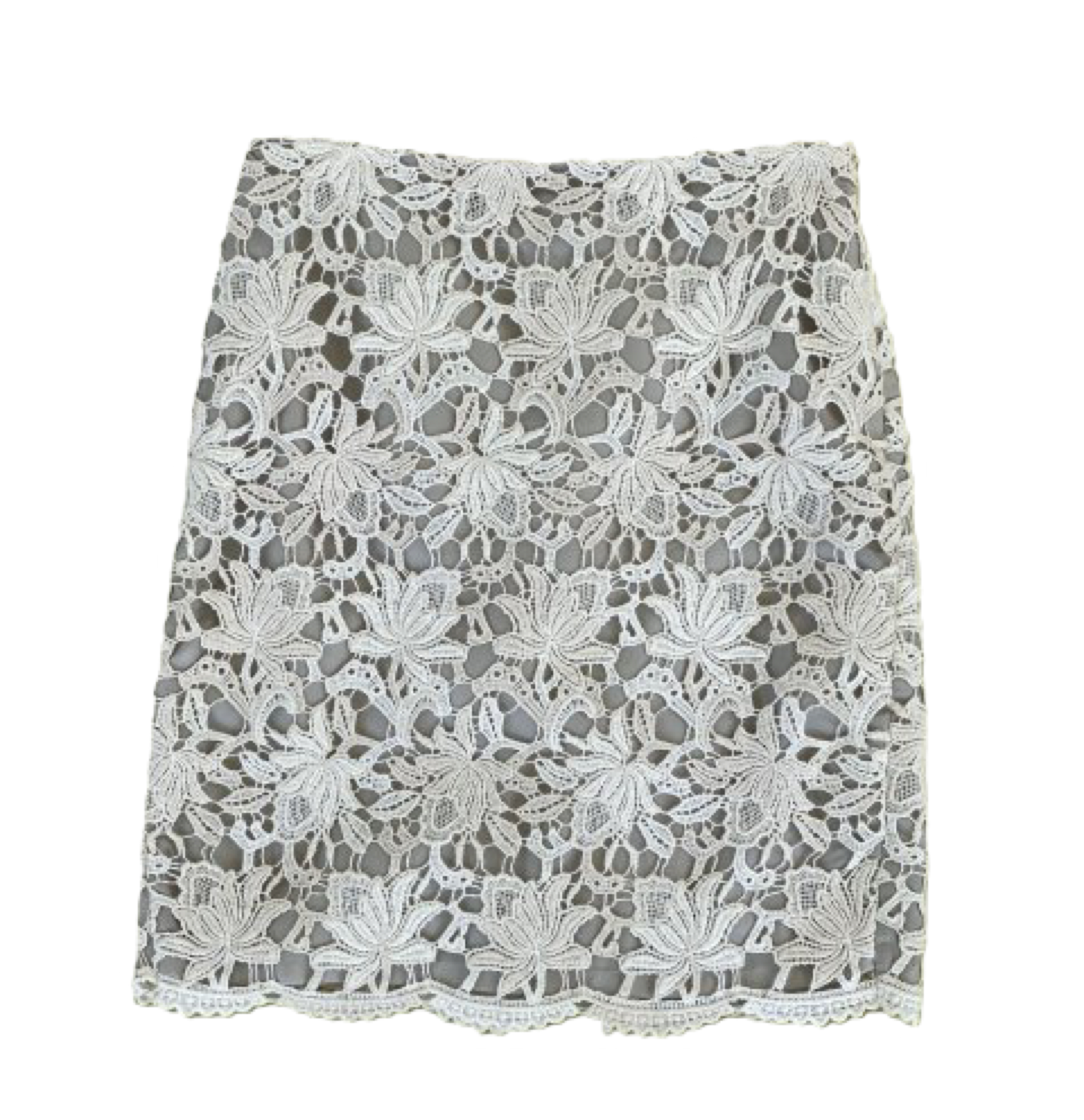 Ann Taylor Cream Lace Short Skirt straight zip back skirt a timeless e