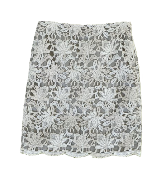 Ann Taylor Cream Lace Short Skirt straight zip back skirt a timeless e