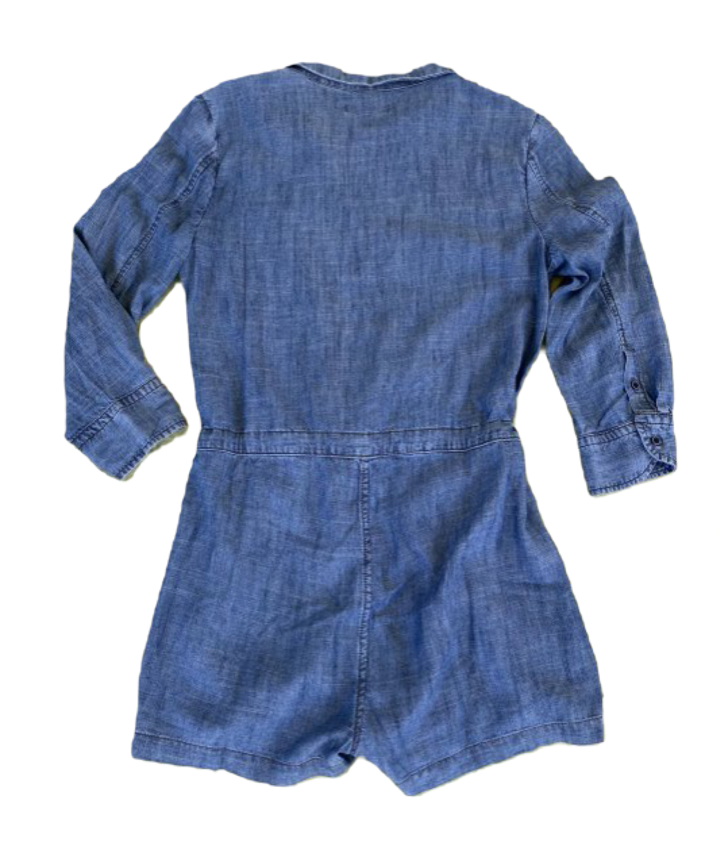 Level 99 Denim look Romper button down with a drawstring waist and poc