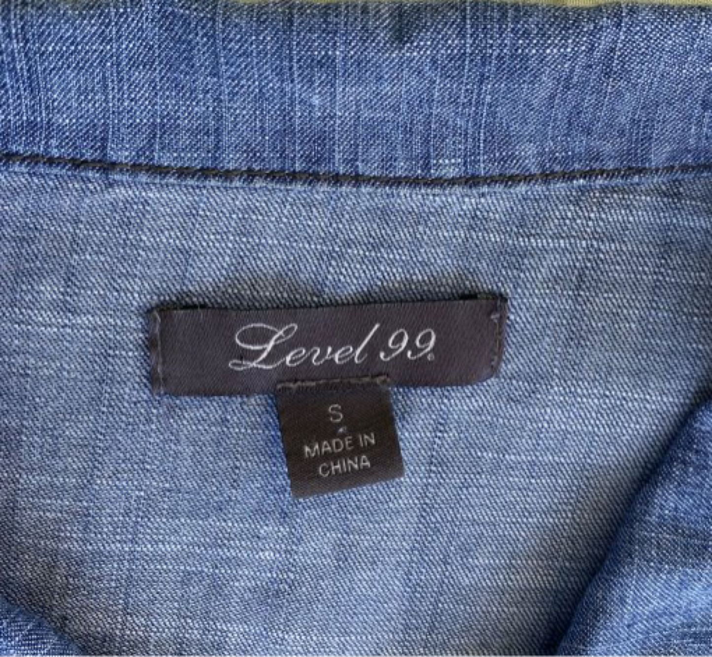 Level 99 Denim look Romper button down with a drawstring waist and poc