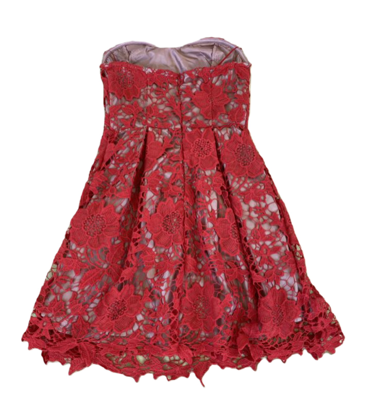 Lush Red Strapless Crochet Lace Dress - NWT still attached the vibrant