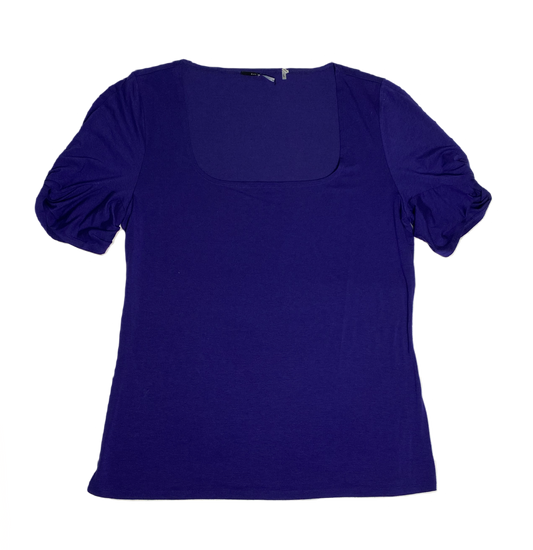 Elie Tahari blue short sleeve top with short knotted sleeves a hamonio