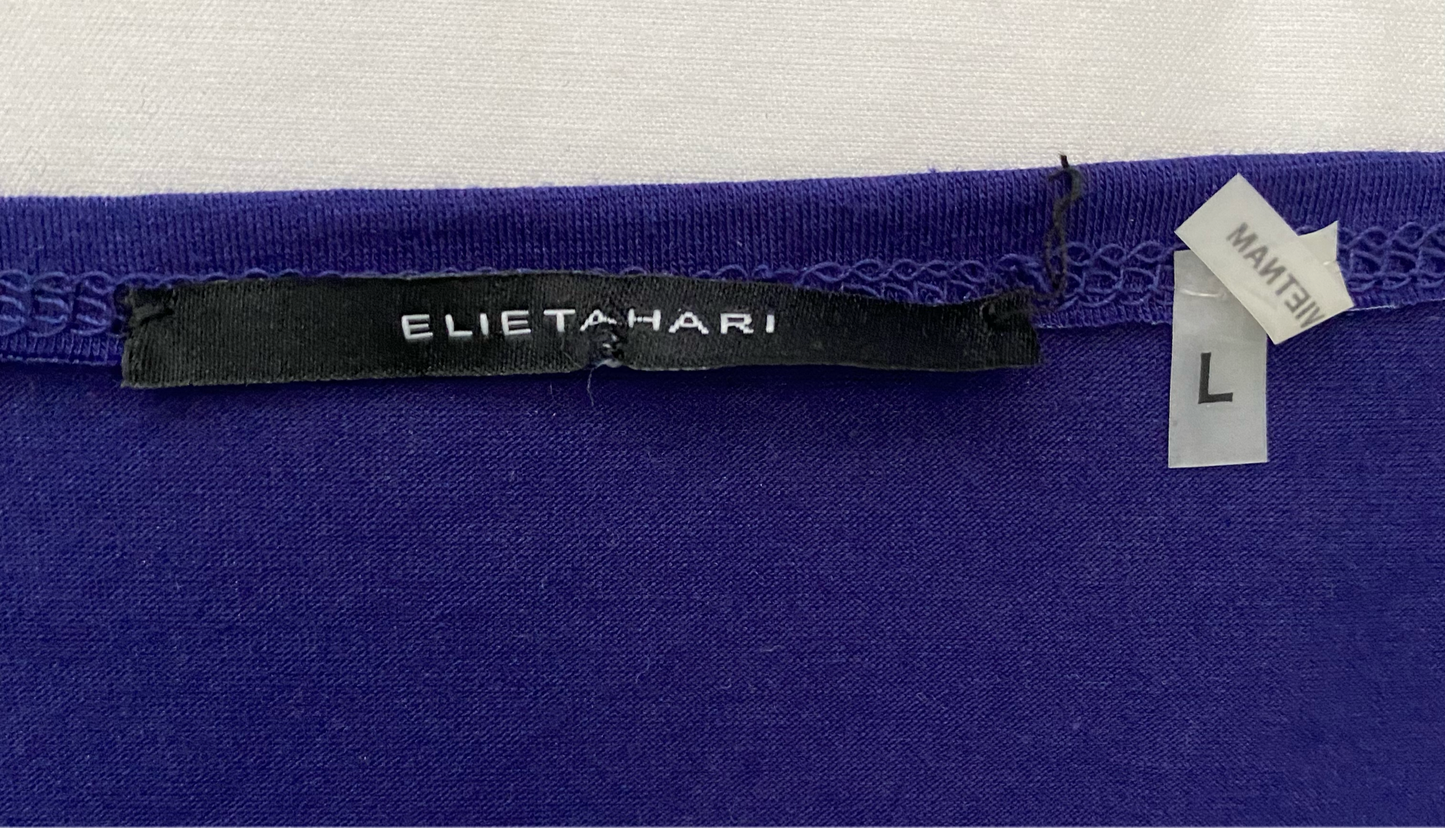Elie Tahari blue short sleeve top with short knotted sleeves a hamonio