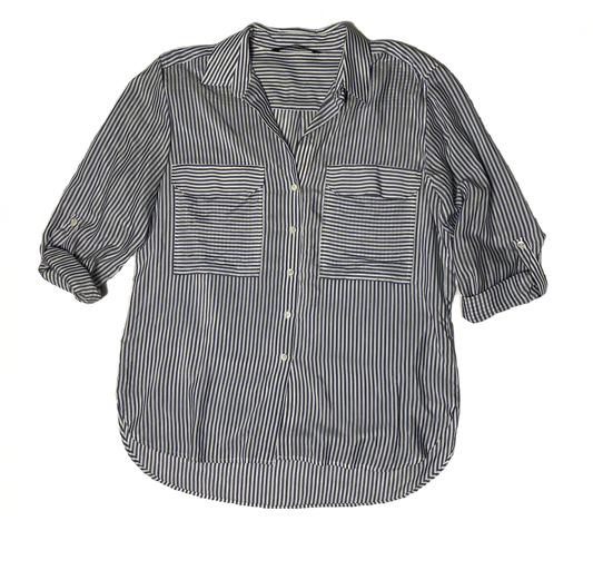 Zara Women Striped Shirt with pockets and roll up sleeves. a harmoniou