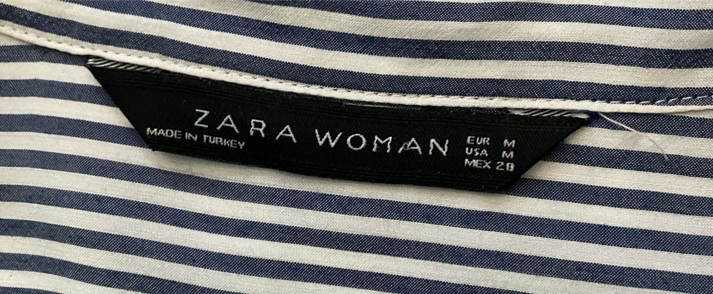 Zara Women Striped Shirt with pockets and roll up sleeves. a harmoniou