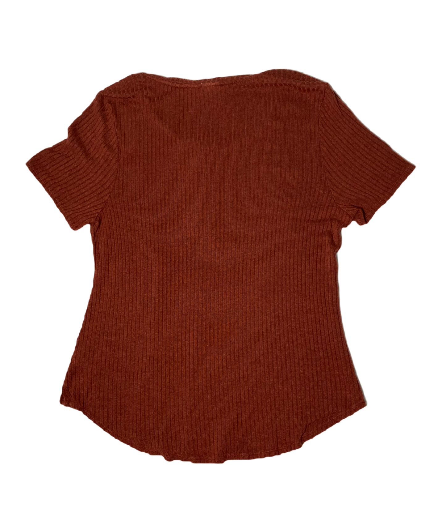 A New Day Rust Short Sleeve Ribbed T-Shirt A New Day rust short sleeve ribbed with buttons at neck t-shirt.
