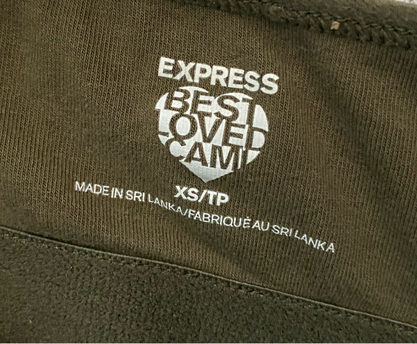 Express Olive Green Cami Express olive green stretch cami with shelf bra and spaghetti straps.