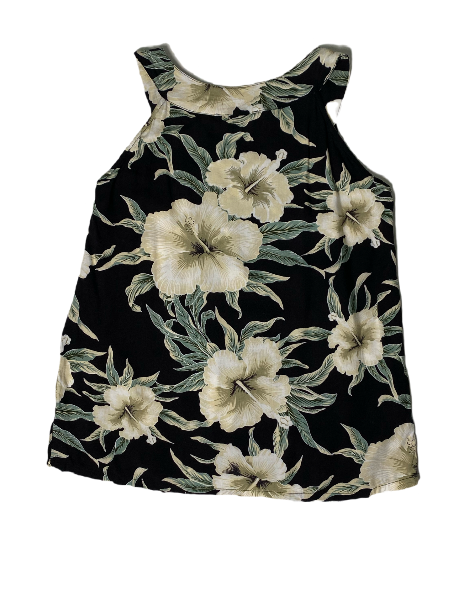 Sunny Islands Floral Print Shirt Sunny Islands black with floral print sleeveless shirt.