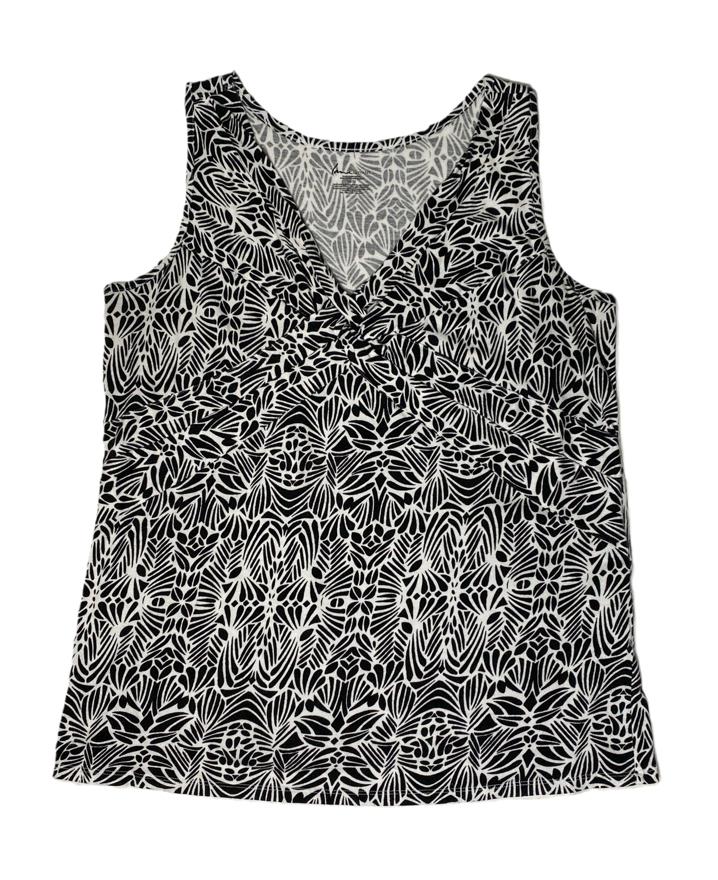 Lane Bryant Black & White Print Tank Top Lane Bryant black and white print with knot at chest stretch sleeveless top.