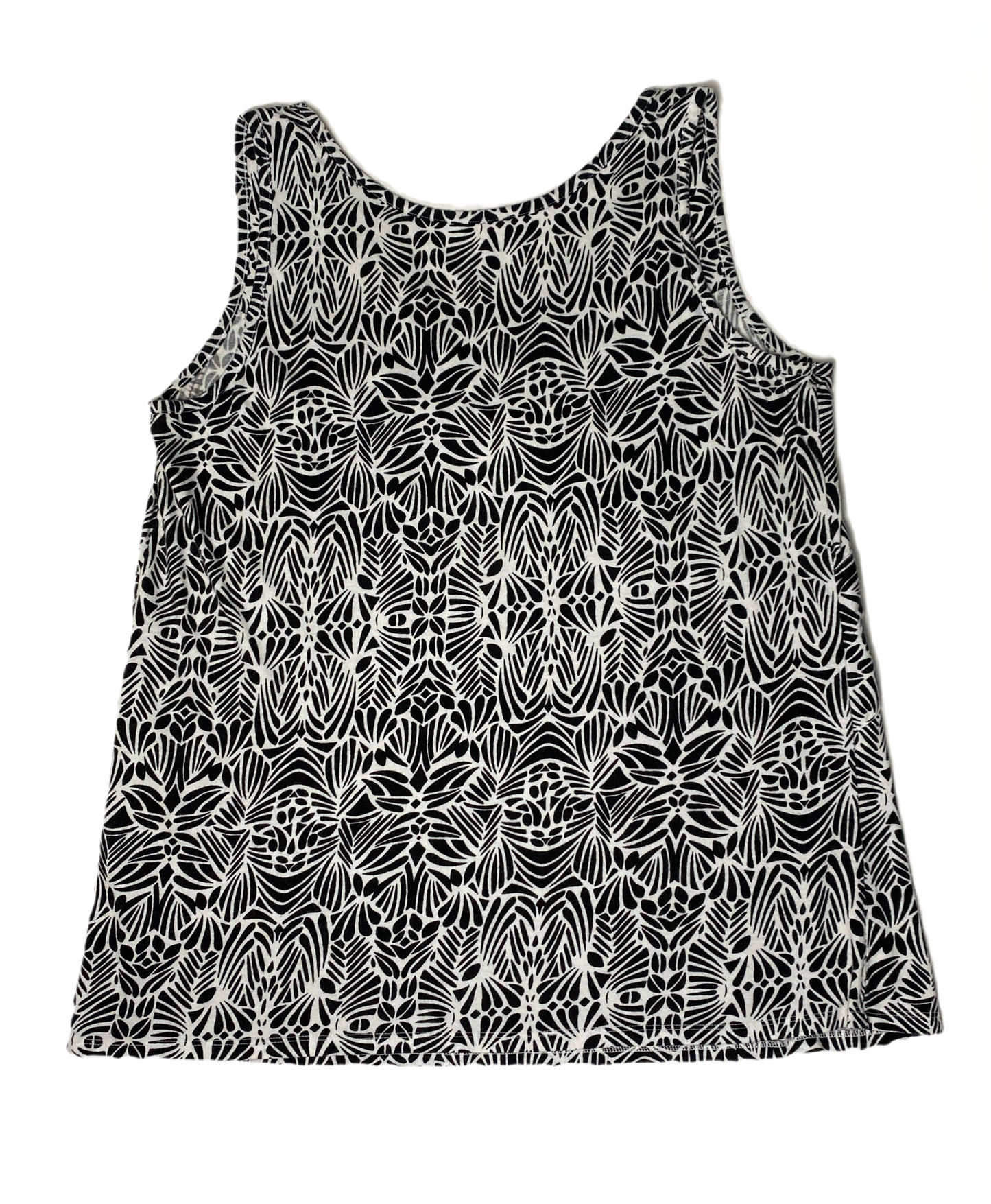 Lane Bryant Black & White Print Tank Top Lane Bryant black and white print with knot at chest stretch sleeveless top.