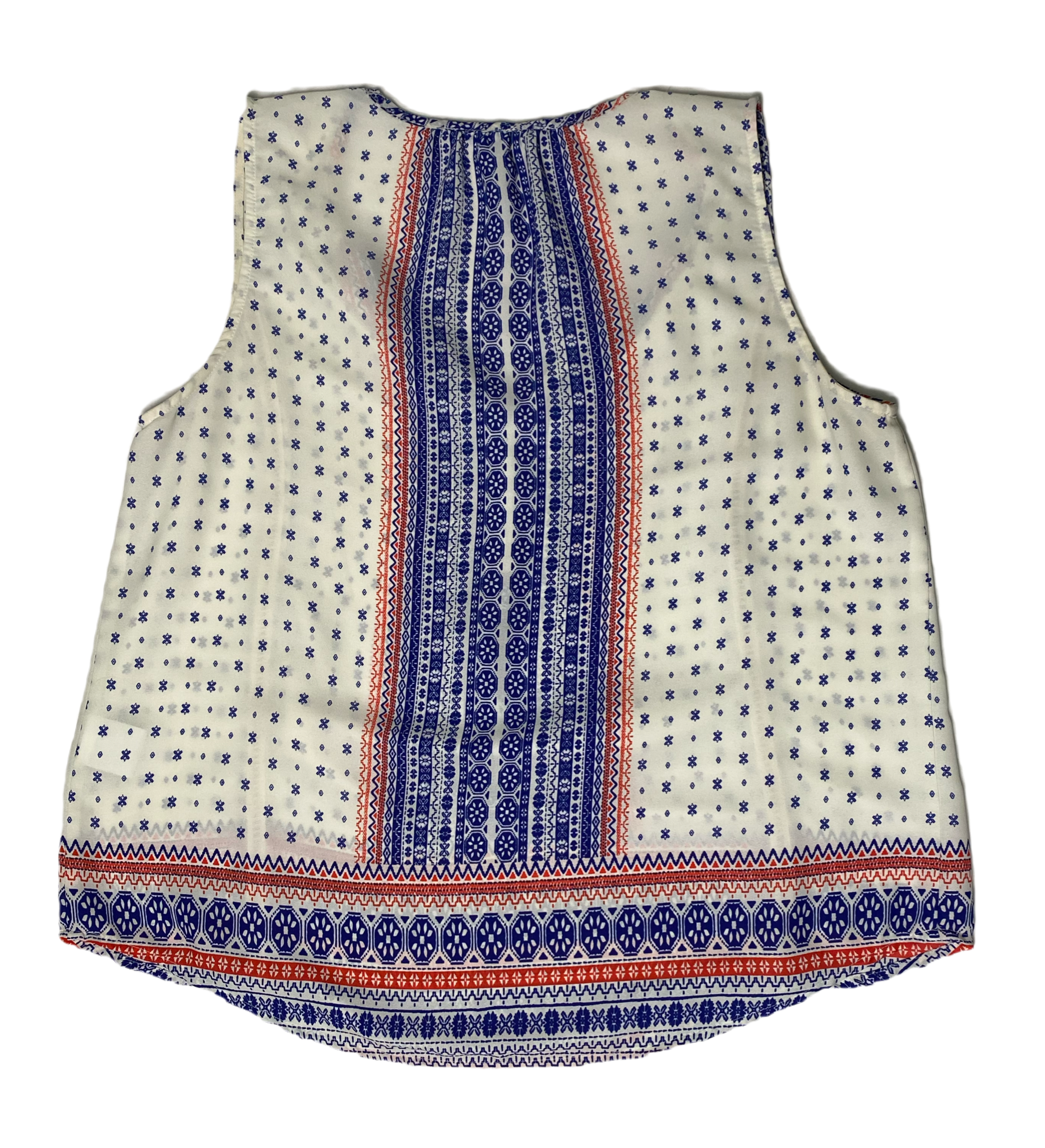 Collective Concepts Sleeveless Print Blouse Size L Experience the perfect blend of style and comfort with our Collective Concepts Sleeveless Print Blouse! Featuring