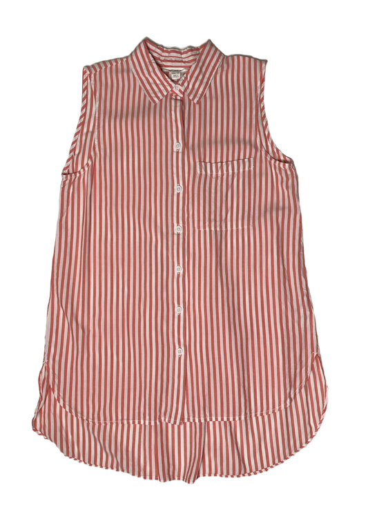 Beach Lunch Lounge Coral and White Striped Sleeveless Button Front BloBeach Lunch Lounge Coral and White Striped Sleeveless Button Front Blouse Size XS  Get ready for some fun in the sun with this Beach Lunch Lounge Sleeveless Button F