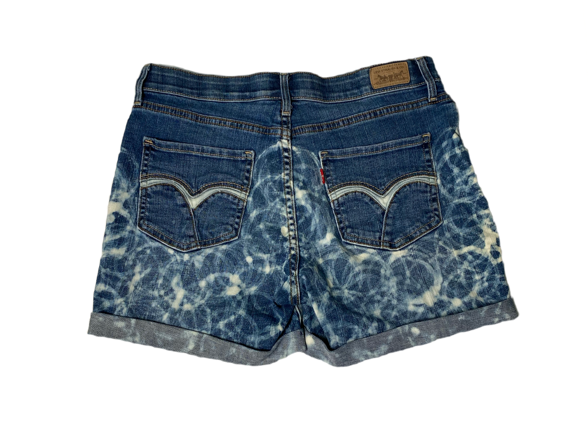 REFRESHED - Levi's Hand Bleach Printed Cuffed Denim Shorts  Upgrade your summer style with REFRESHED Levi's Hand Bleach Printed Cuffed Denim Shorts. Featuring Levi's