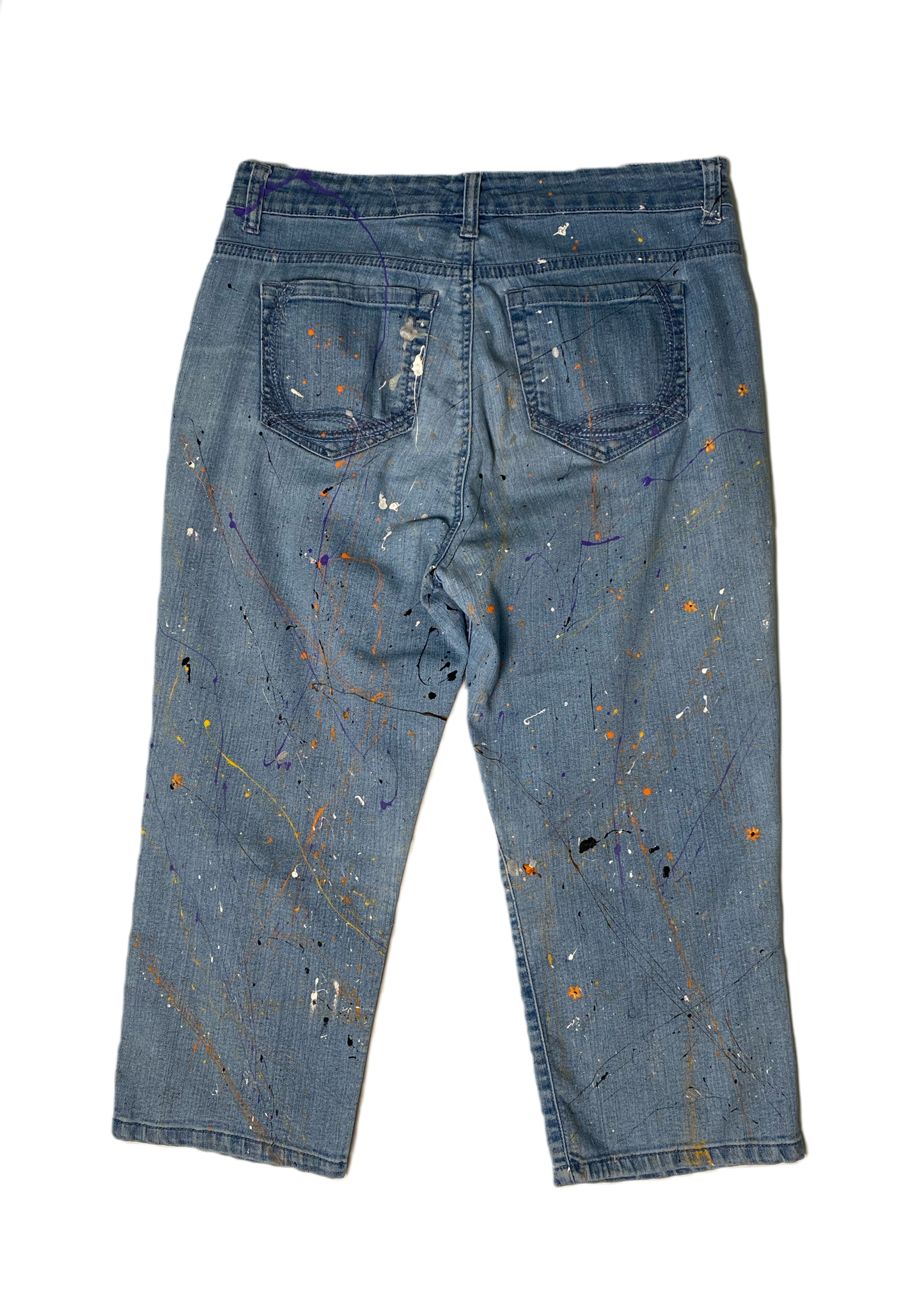 REFRESHED- Gloria Vanderbilt Hand Painted & Distressed Cropped Denim Jeans  Get groovy with these REFRESHED Gloria Vanderbilt Cropped Denim Jeans! Hand painted with