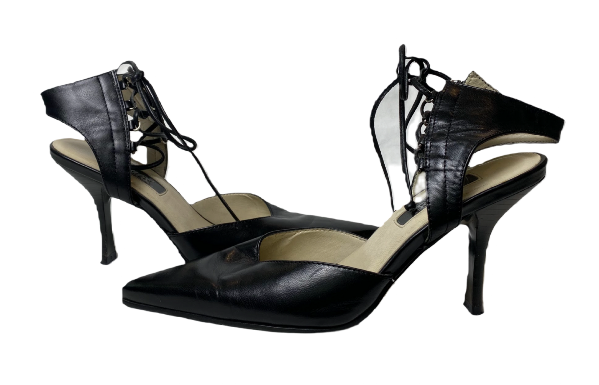 Carlos Santana Black Lace Up "Lacy" Heels size 6 Carlos Santana ankle lace up "Lacy" heels.