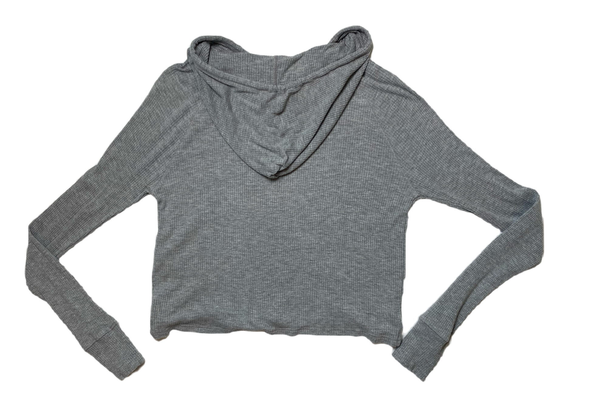 Hollister Grey Cropped Knit Pullover Hoodie Size S  Get cozy with the Hollister Grey Cropped Knit Pullover Hoodie in size S. This playful hoodie features a cropped d