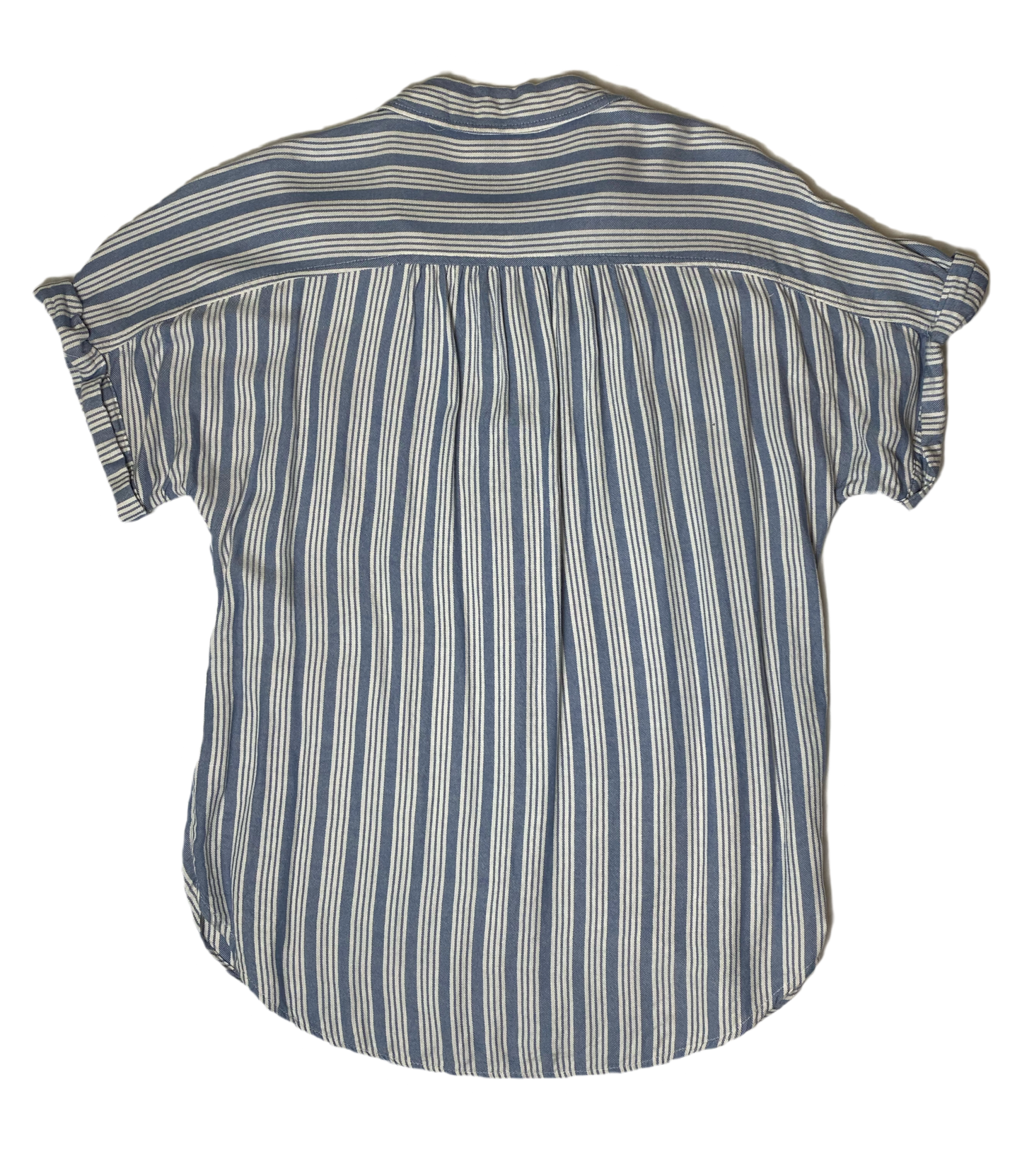 Universal Threads Blue and White Stripe BlouseUniversal Threads blue and white stripe blouse. Cap sleeve, button front with collar.