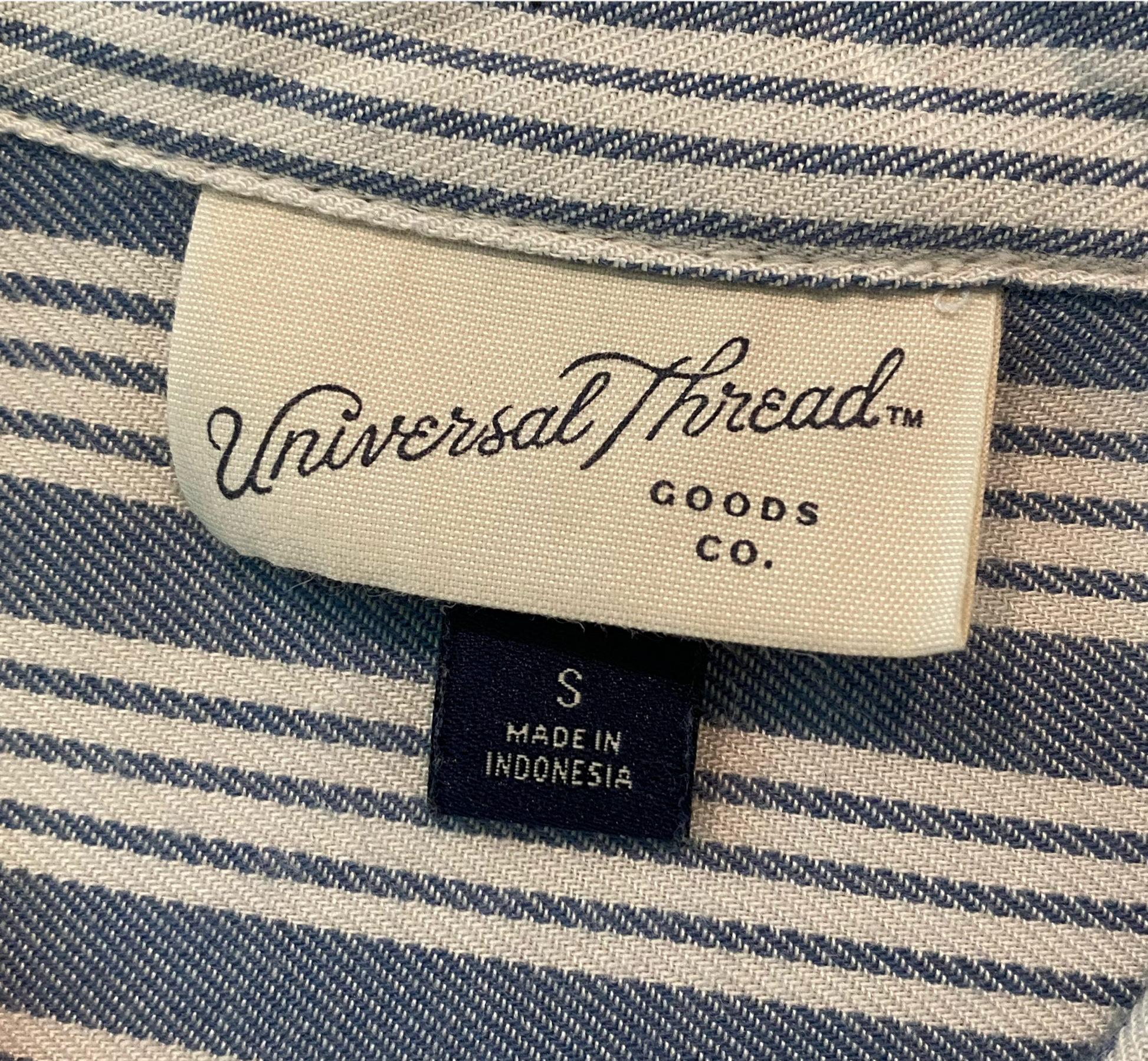 Universal Threads Blue and White Stripe BlouseUniversal Threads blue and white stripe blouse. Cap sleeve, button front with collar.