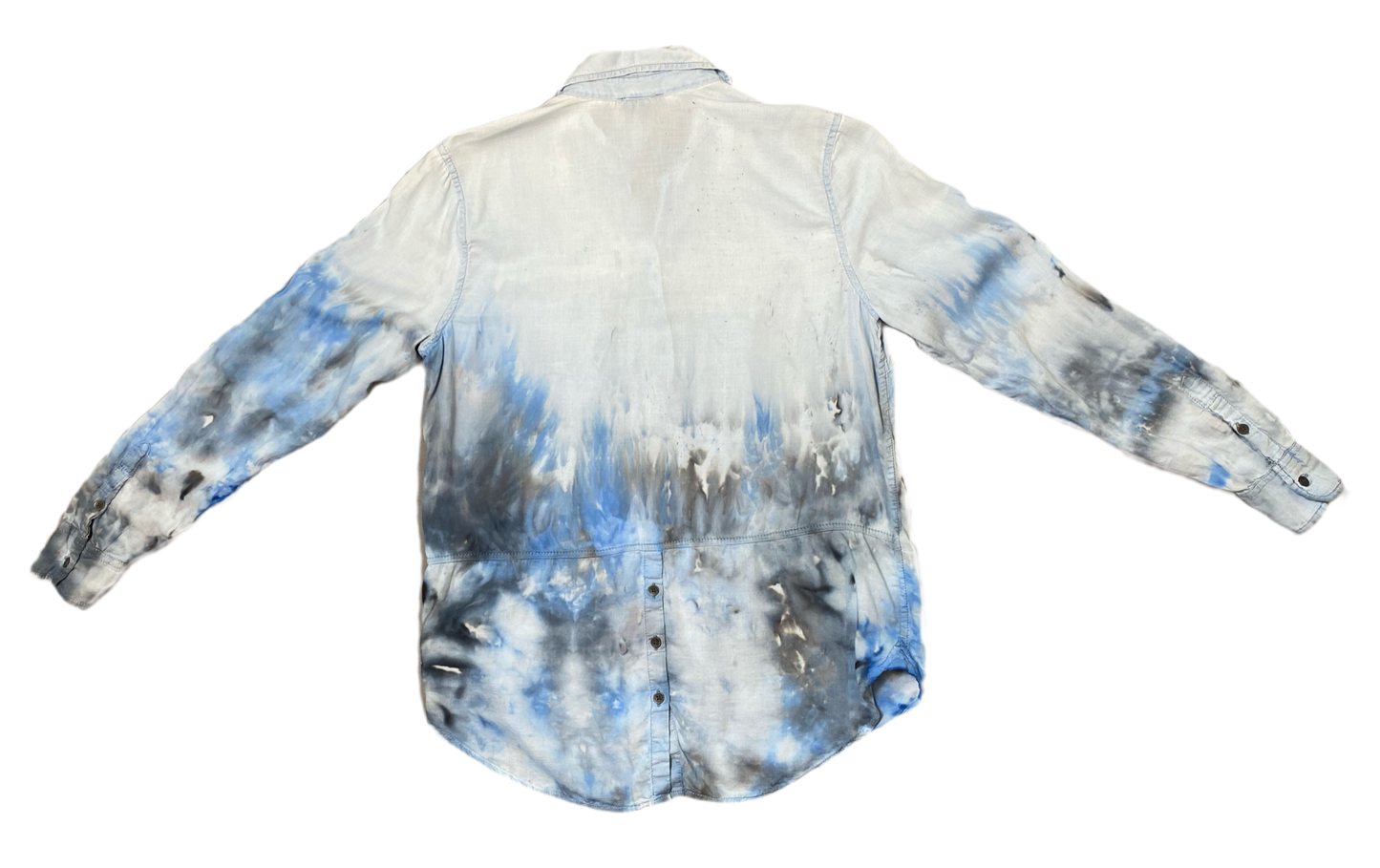 REFRESHED - Lucky Brand Hand Dyed Shirt Refreshed - Lucky Brand custom hand dyed thin button front blouse with button details in the back.
