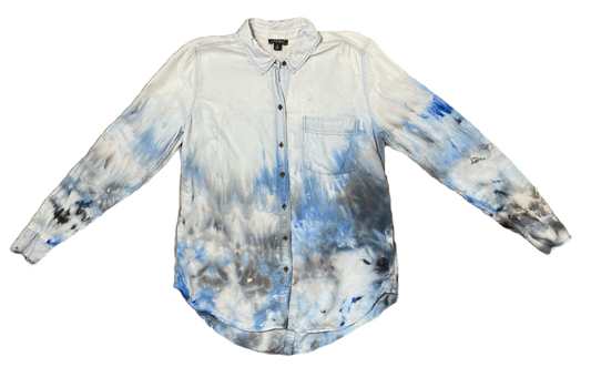 REFRESHED - Lucky Brand Hand Dyed Shirt Refreshed - Lucky Brand custom hand dyed thin button front blouse with button details in the back.