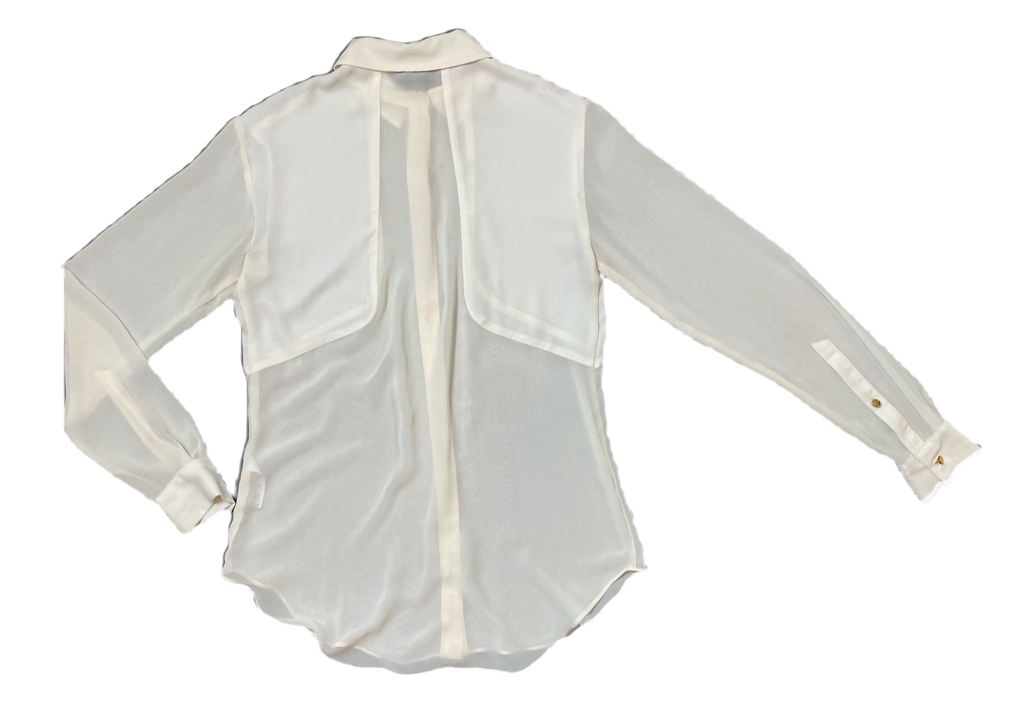 Topshop Sheer Cream Blouse Topshop cream long sleeve sheer blouse with front and back panels.