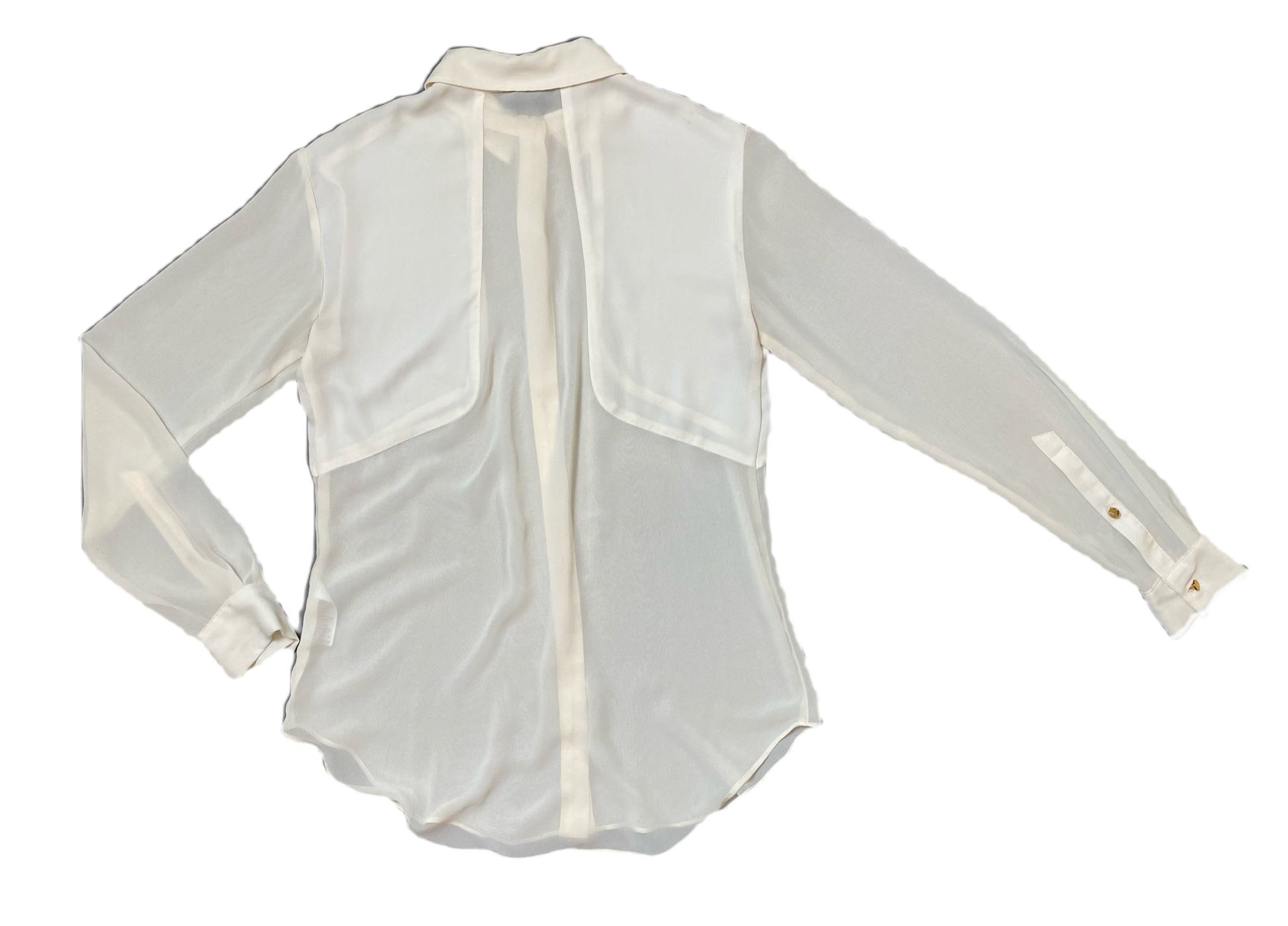 Topshop Sheer Cream Blouse Topshop cream long sleeve sheer blouse with front and back panels.