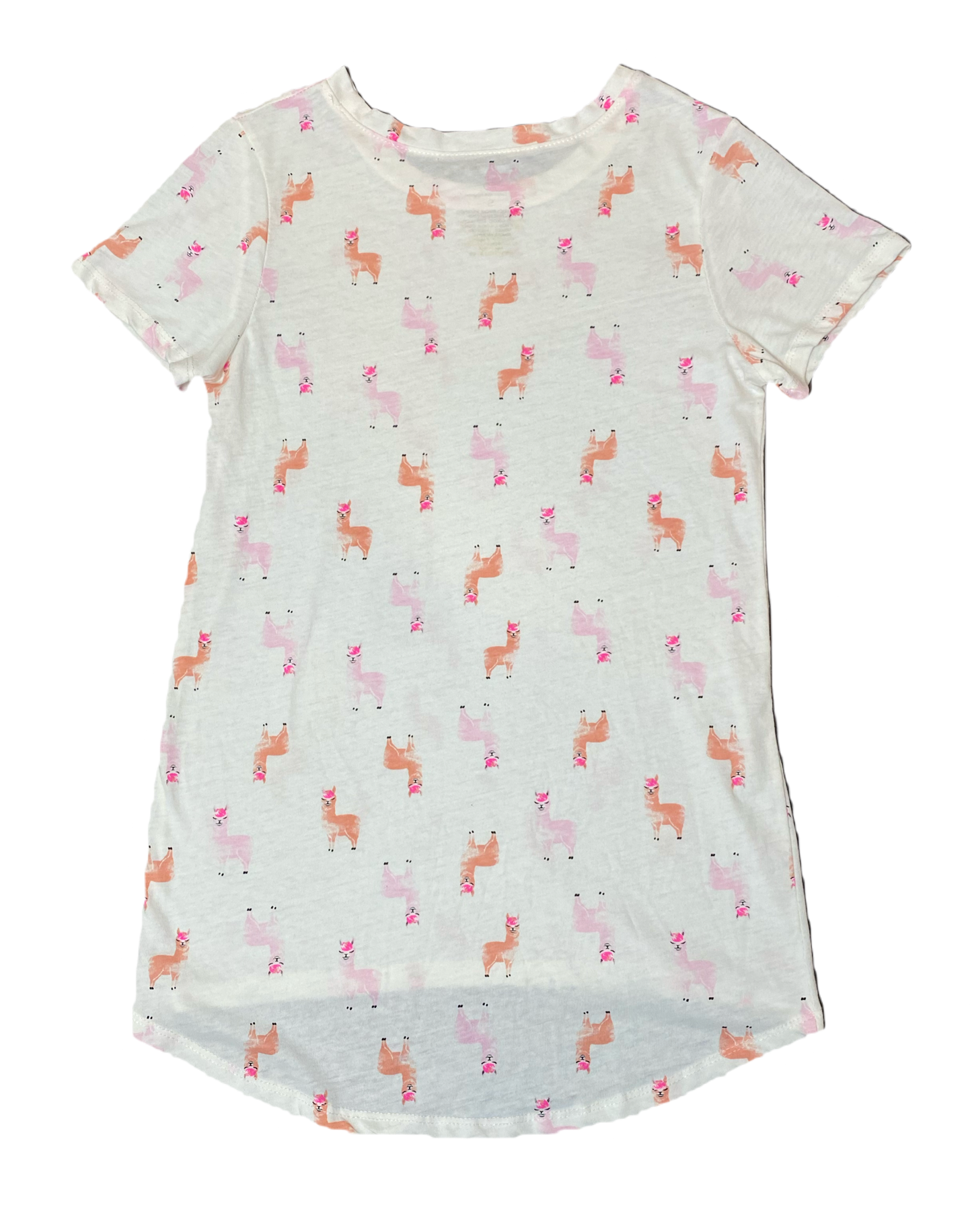 Zoe + Liv LLama T-shirt Size Small Unleash your inner llama lover with this Zoe + Liv Llama T-shirt! Featuring a playful white design with a pop of orange and pink,