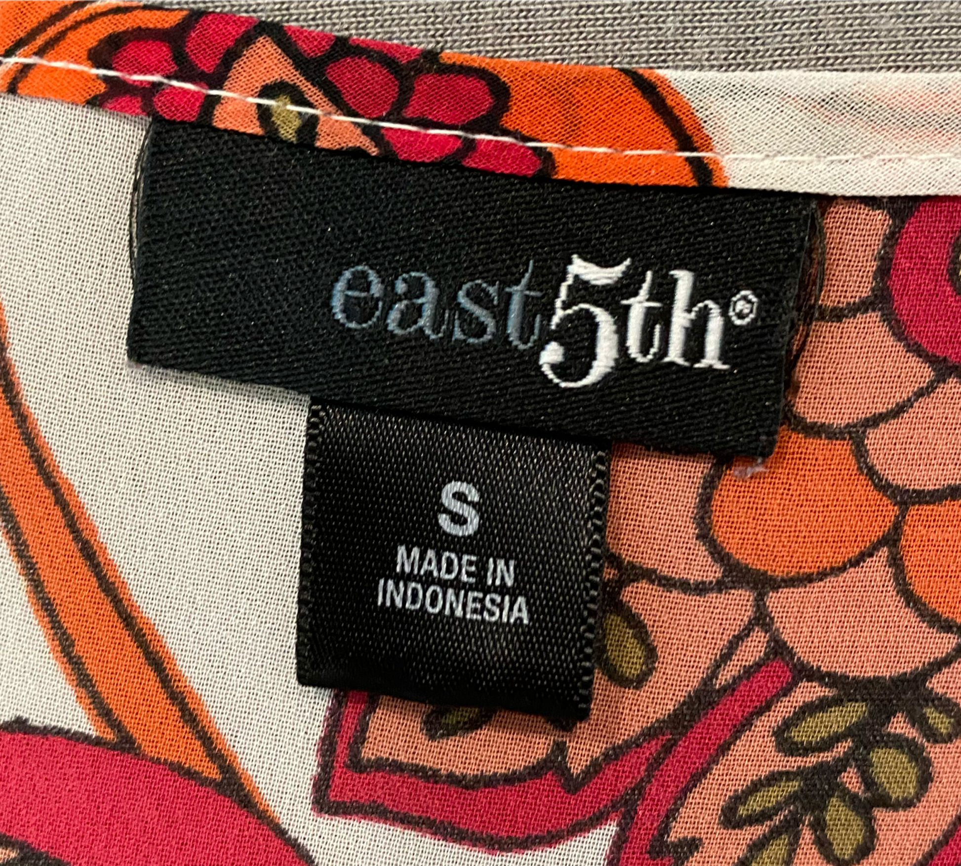 East 5th Cap Sleeve Printed Blouse Size Small East 5th Printed Blouse white sheer blouse with floral print. Button front with ruffle at neck and down front center.