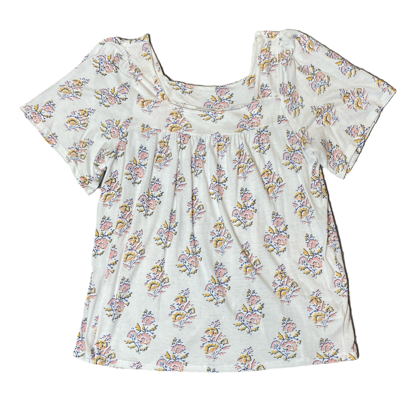 Lucky Brand Flowy Sleeve Print top Lucky Brand square neck with flowy short sleeves and floral print.