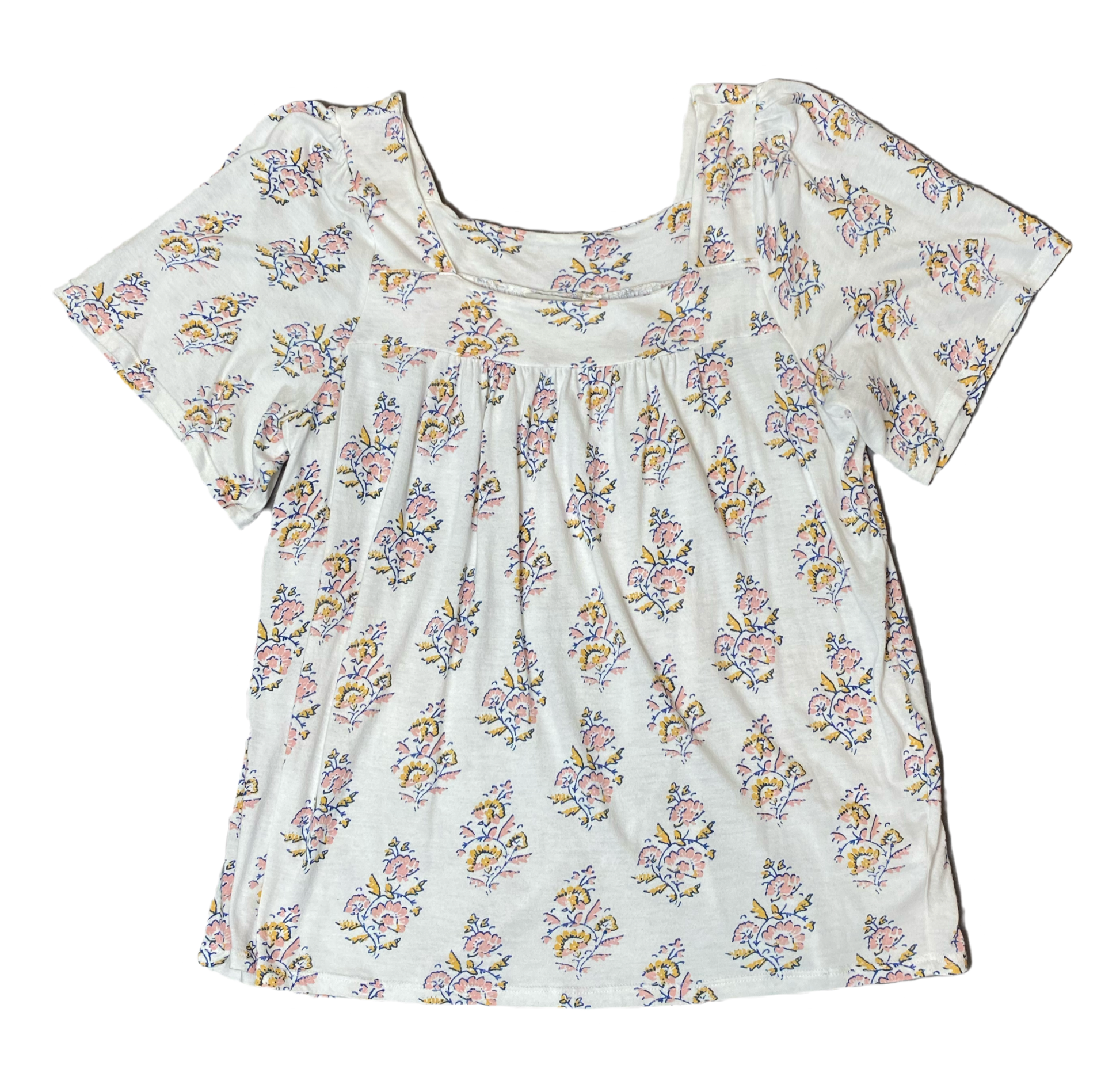Lucky Brand Flowy Sleeve Print top Lucky Brand square neck with flowy short sleeves and floral print.