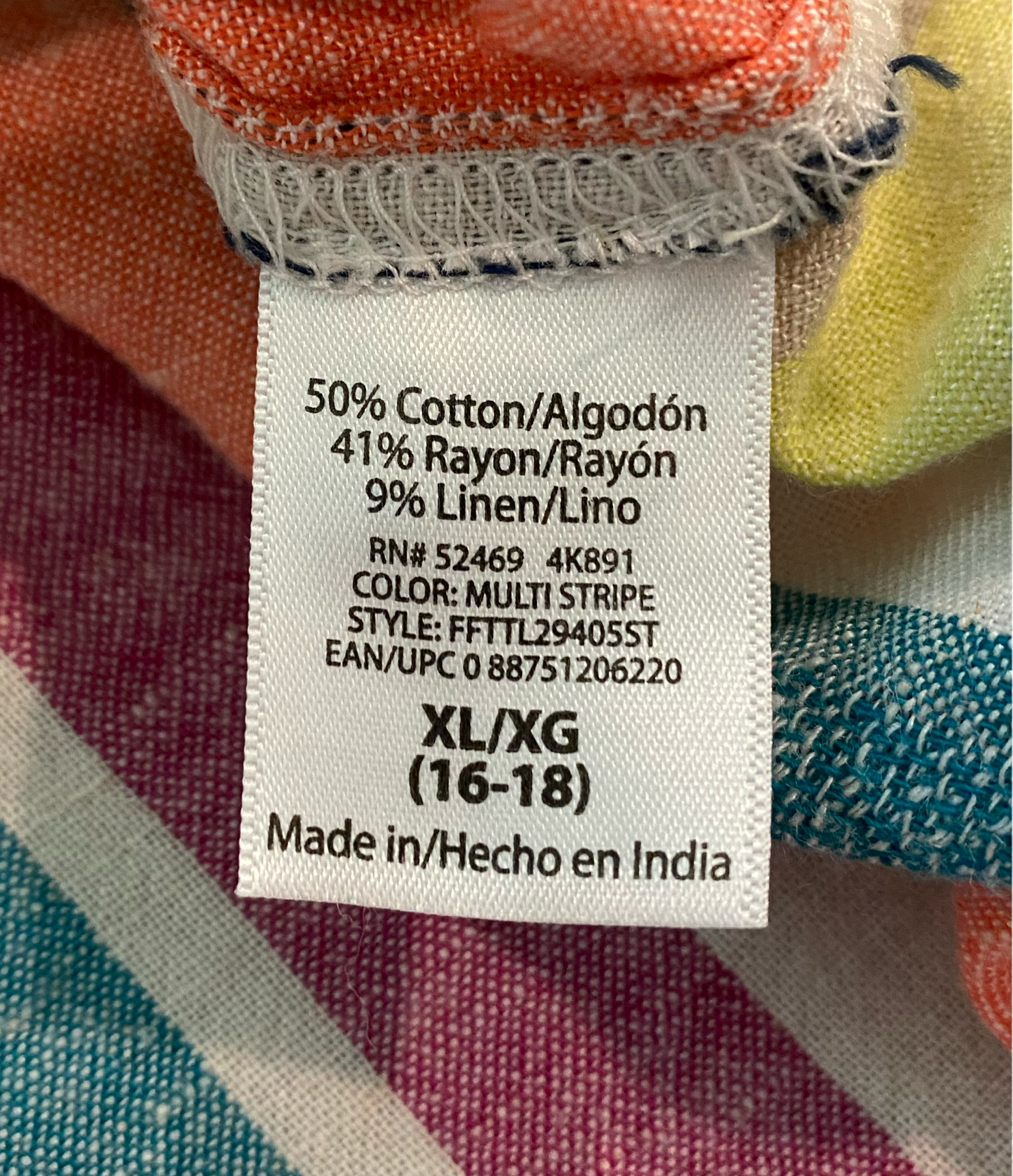 Time & Tru Striped Tie Front Blouse Size XL (16-18) Add some fun to your wardrobe with the Time & Tru Striped Blouse! This colorful linen blend blouse features a