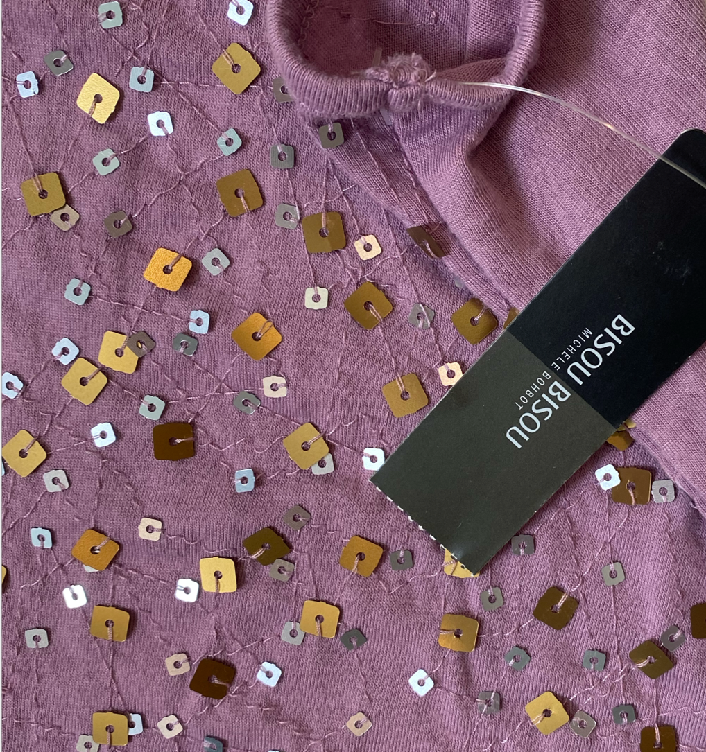 Bisou Bisou Sequin Tank Top - NWTLavender razor back tank top with silver, brass, & gold sequins on front.
Add this to jeans or a black skirt & denim jacket for a fun easy look!